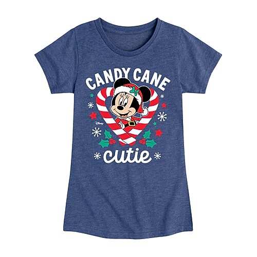 Disney Collection Girls Round Neck Short Sleeve Regular Fit Minnie Mouse Graphic T-Shirt, X-large, Blue