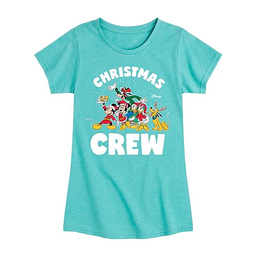 Disney Collection Girls Round Neck Short Sleeve Regular Fit Mickey and Friends Graphic T-Shirt, X-large, Blue