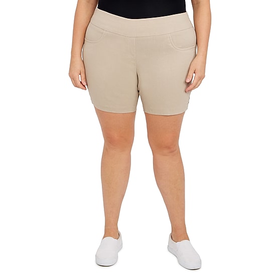 Hearts Of Palm Womens Mid Rise Plus Pull-On Short