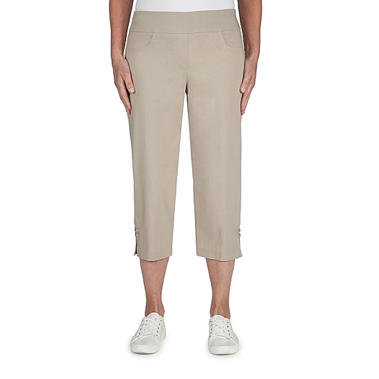 Hearts Of Palm Womens Petite Straight Mid Rise Capri Pant