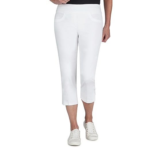 Hearts Of Palm Womens Petite Straight Mid Rise Capri Pant