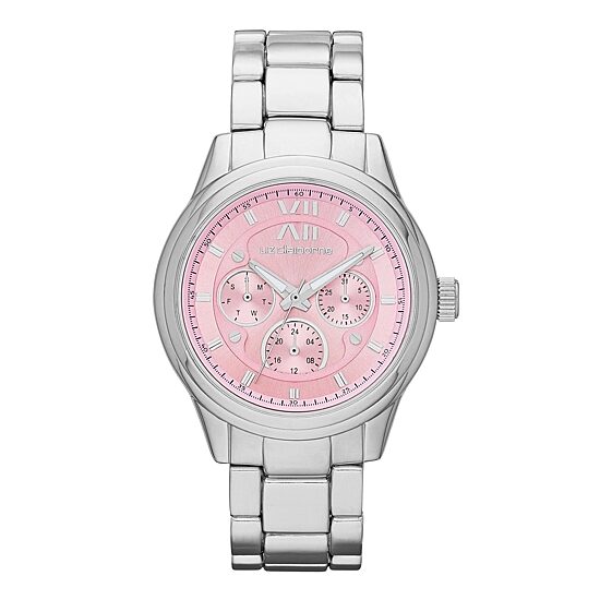 Liz Claiborne® Womens Silver-Tone Pink Watch