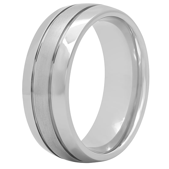 Mens Double-Grooved Titanium Ring