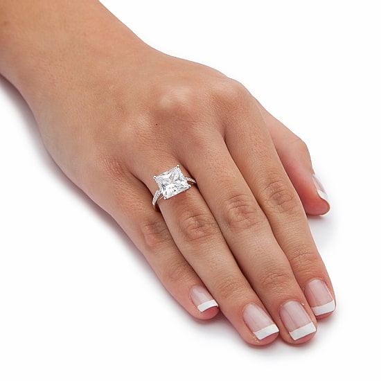 DiamonArt® Womens 3 1/4 CT. T.W. White Cubic Zirconia 10K White Gold Engagement Ring