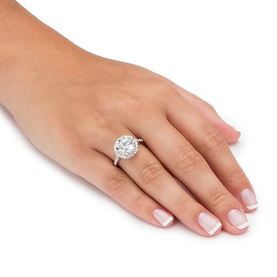 DiamonArt® Womens 4 1/2 CT. T.W. White Cubic Zirconia 10K White Gold Engagement Ring