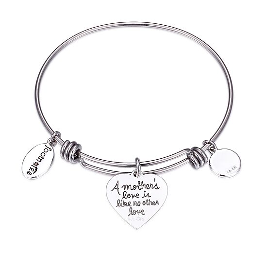 Footnotes Mom Womens Crystal Stainless Steel Round Bangle Bracelet