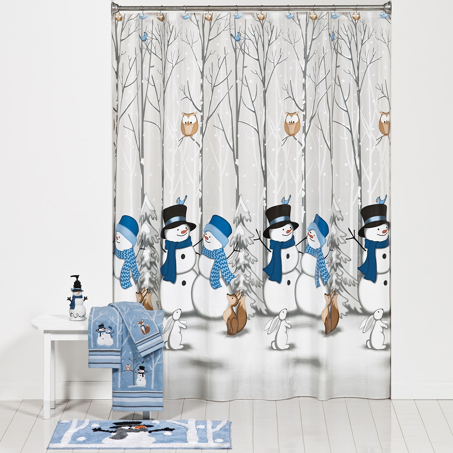 Saturday Knight Winter Friends Shower Curtain