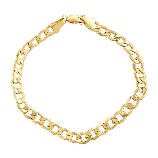 14K Gold 8-8 1/2" 6mm Hollow Curb Chain Bracelet