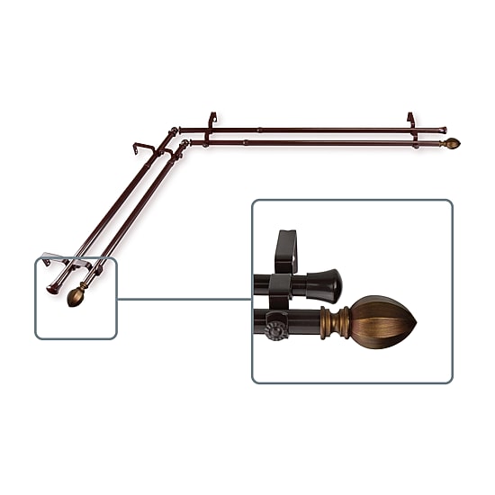 Rod Desyne Garnet Corner Window Double Curtain Rod