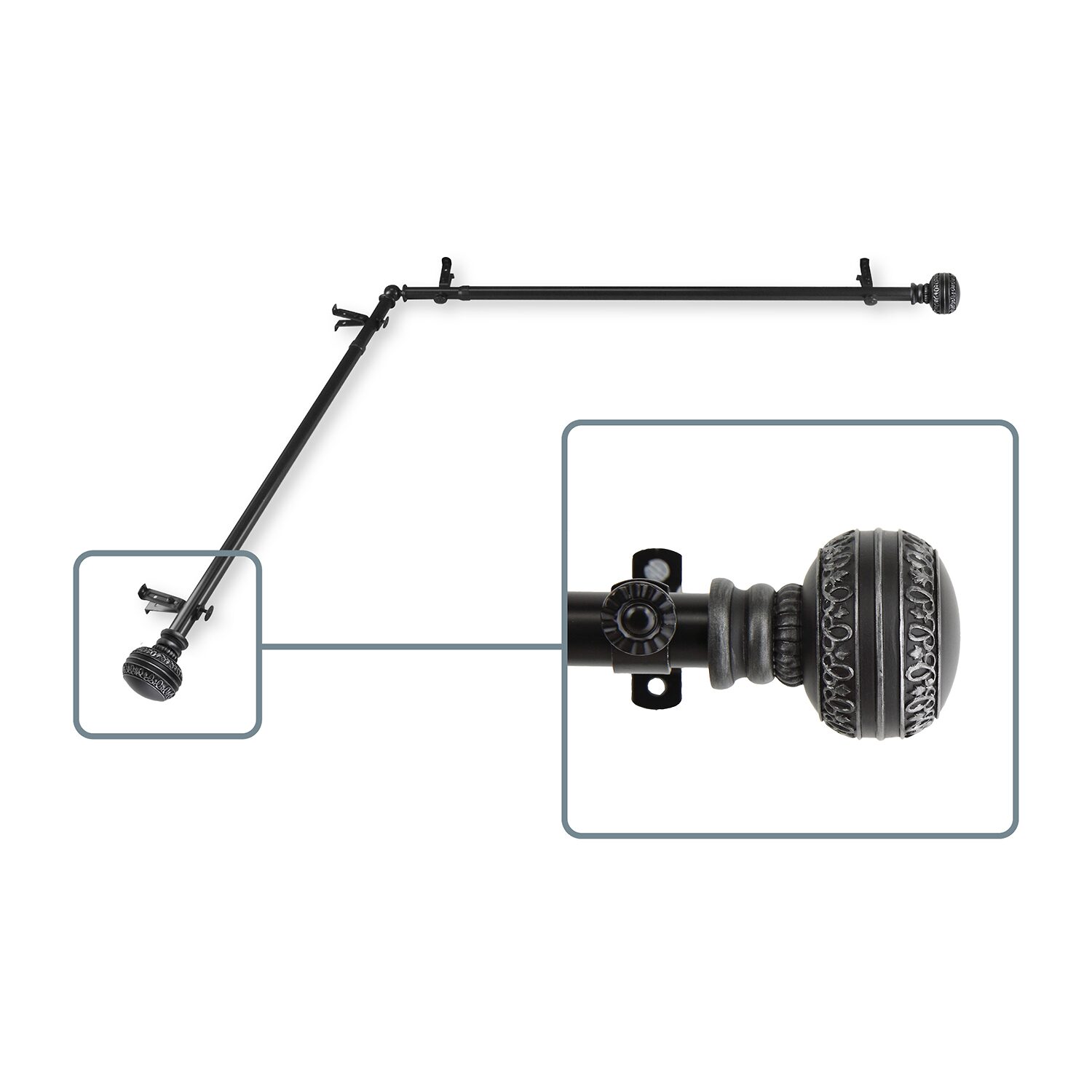 Rod Desyne Ornament Corner Window 3/4 Adjustable Curtain