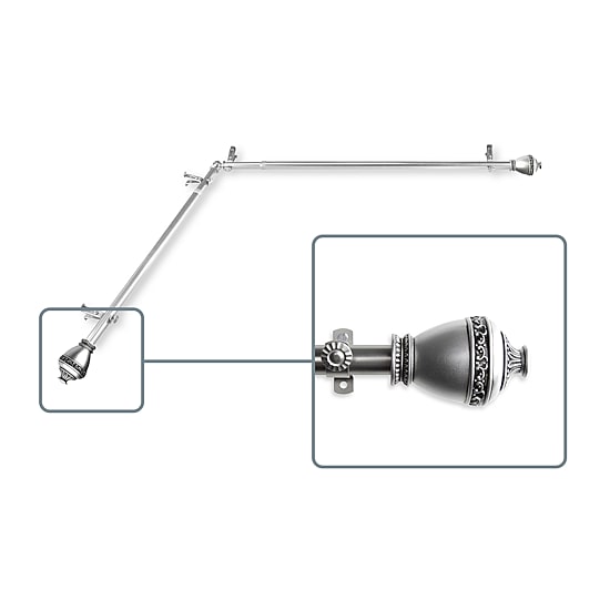 Rod Desyne Amelie Corner Window 3/4 IN Adjustable Curtain Rod