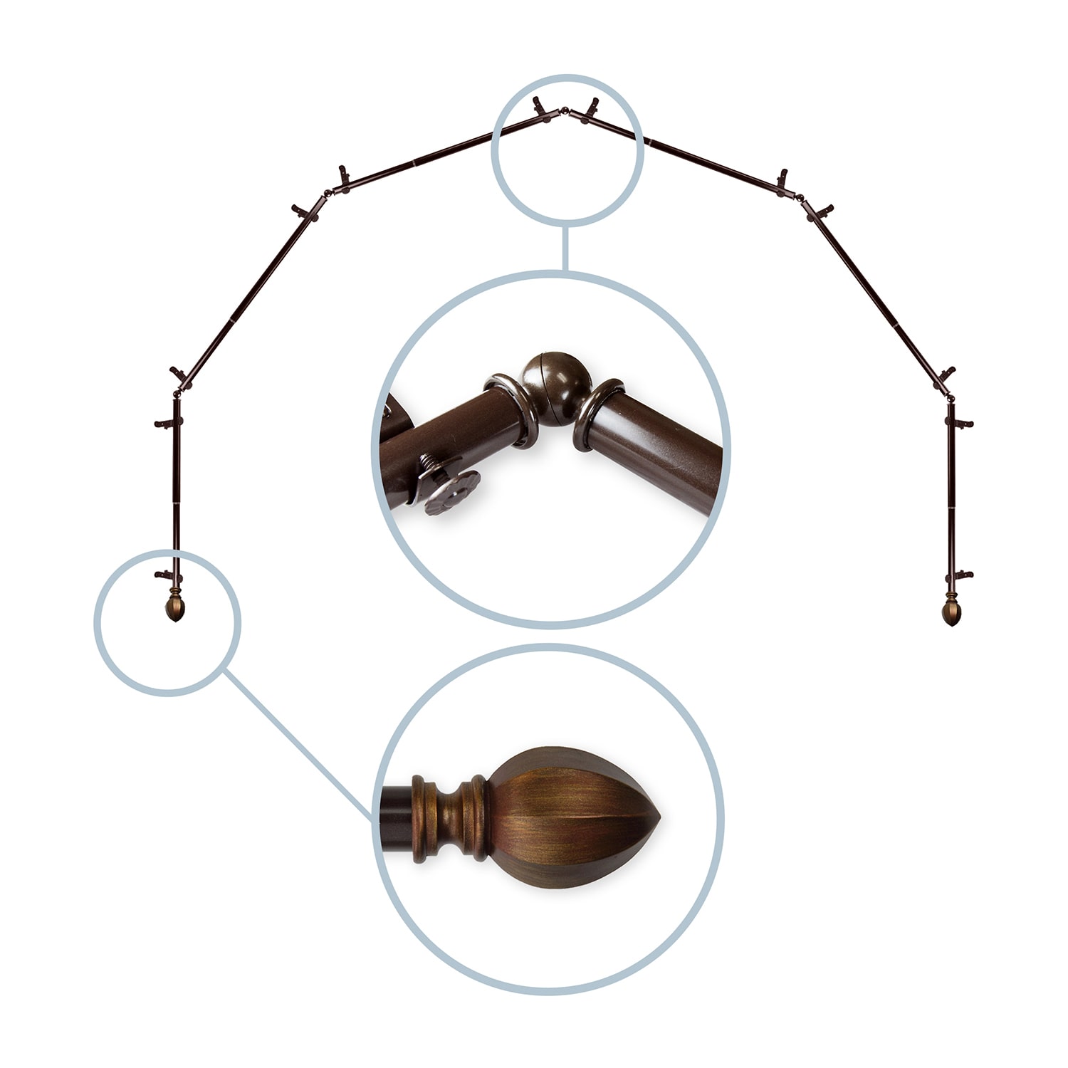 Rod Desyne Garnet 6-Sided Bay Window Rod
