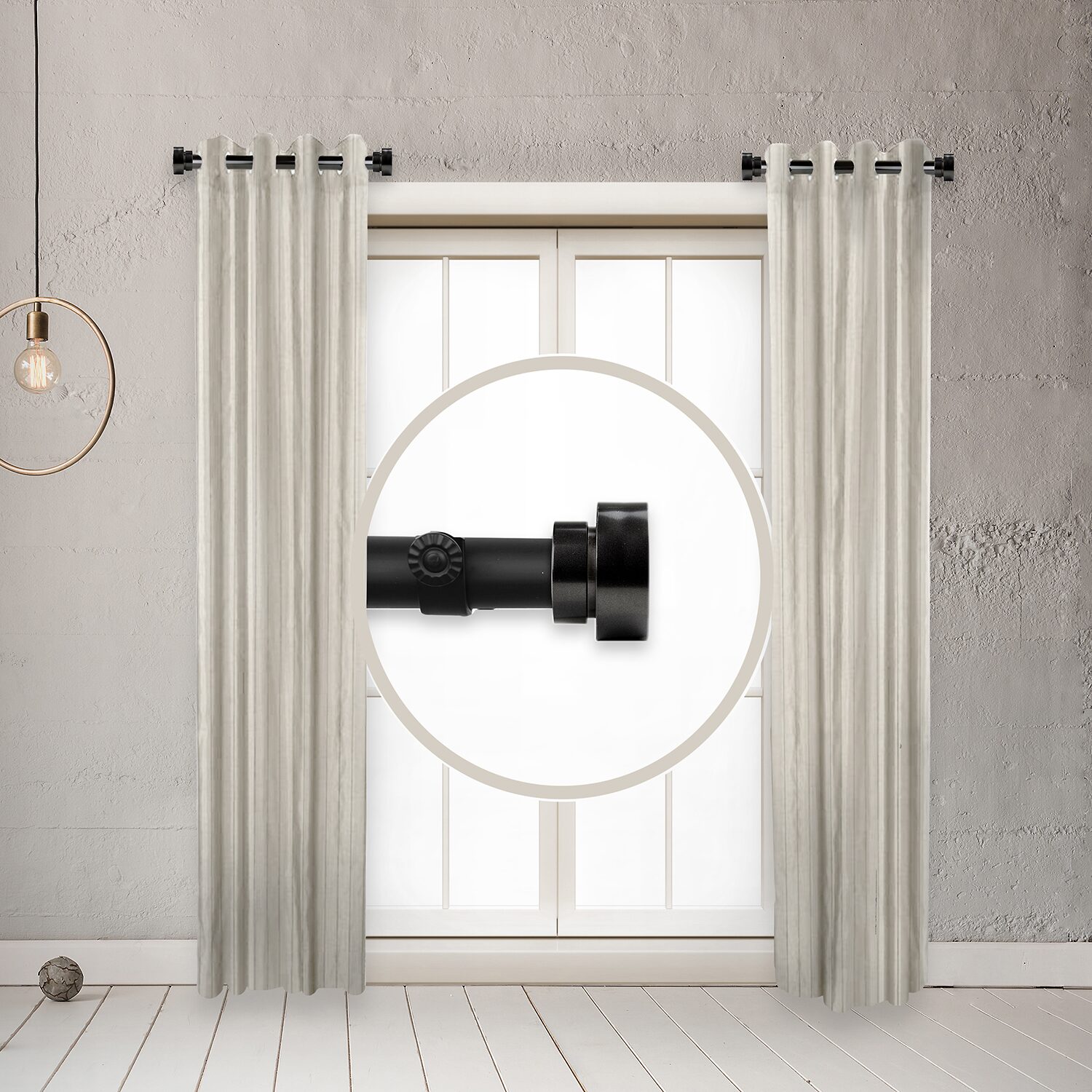 Rod Desyne (Set Of 2) Basic Side 1 Adjustable Curtain