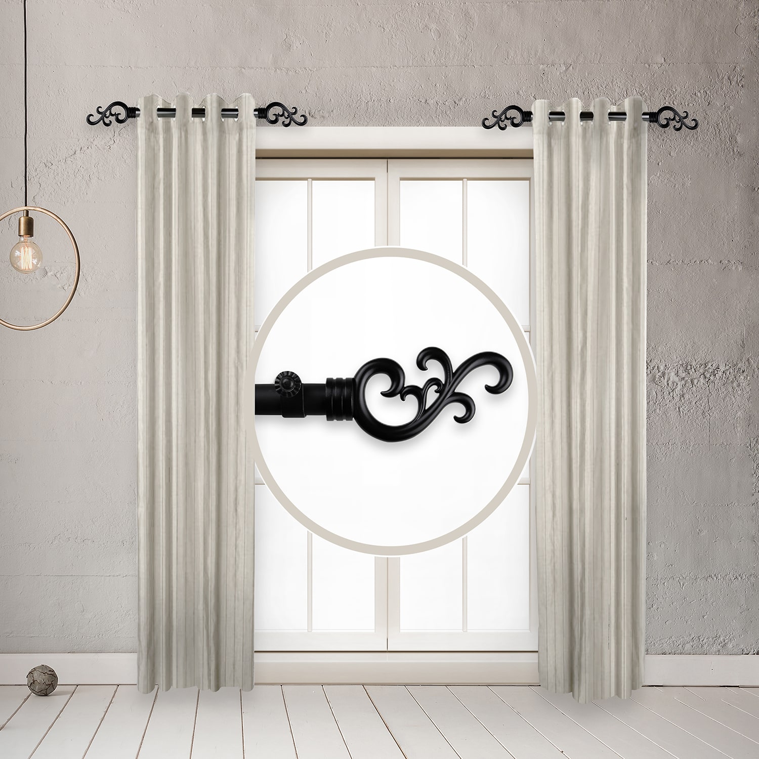 Rod Desyne (Set Of 2) Madeline Side 1 Adjustable Curtain