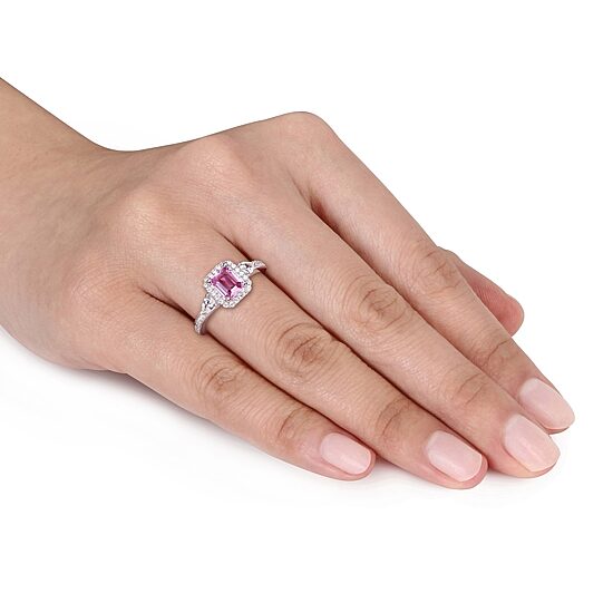 Womens 1/6 CT. T.W. Genuine Pink Sapphire 14K Gold Engagement Ring