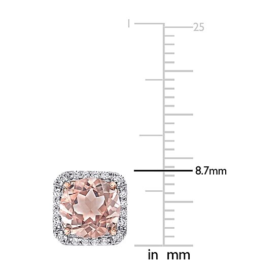 Simulated Pink Morganite 18K Rose Gold Over Silver 8.7mm Stud Earrings