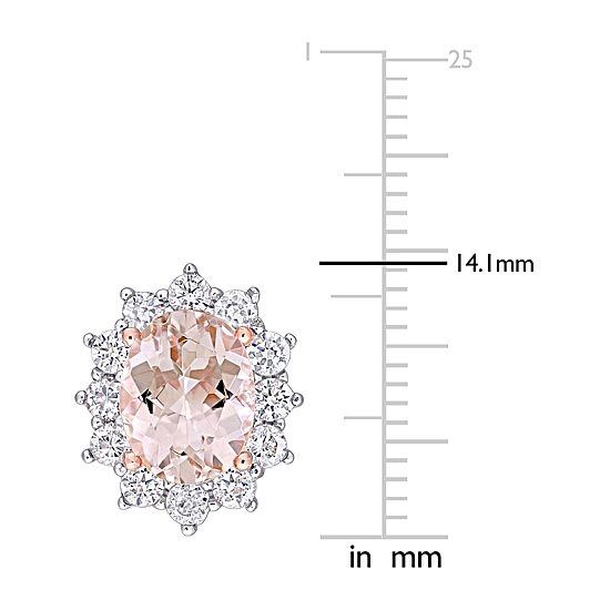 Simulated Pink Morganite 18K Rose Gold Over Silver 11.8mm Stud Earrings