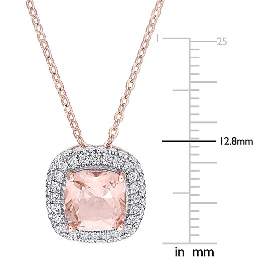 Womens Simulated Pink Morganite 18K Rose Gold Over Silver 16 Inch Pendant Necklace