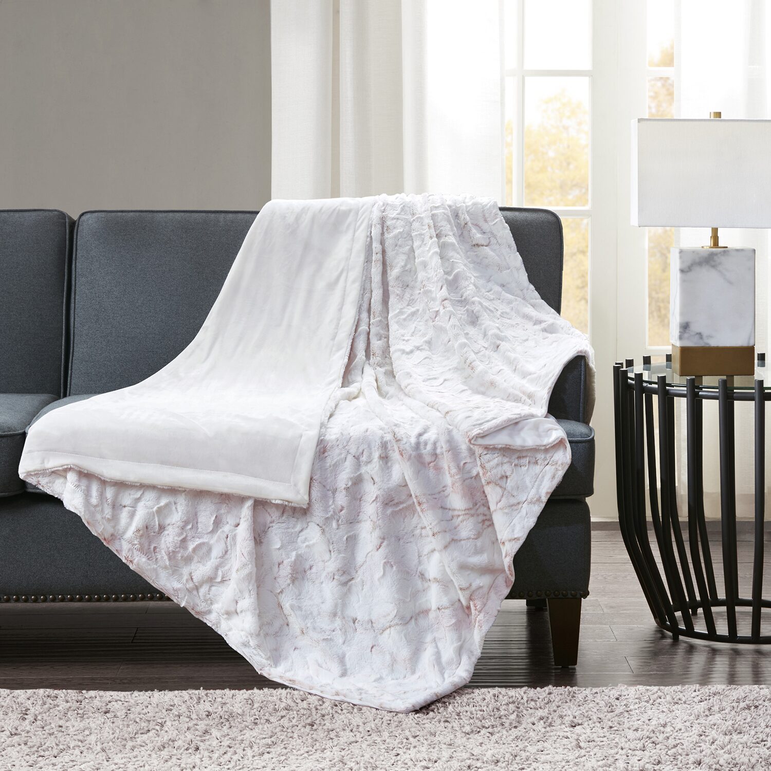Madison Park Aina Oversized Faux Fur Throw