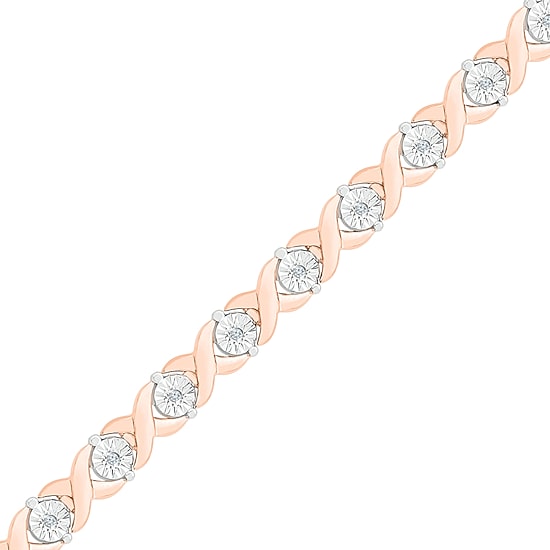 Womens 1/10 CT. T.W. Natural White Diamond Sterling Silver 7.5 Inch Tennis Bracelet