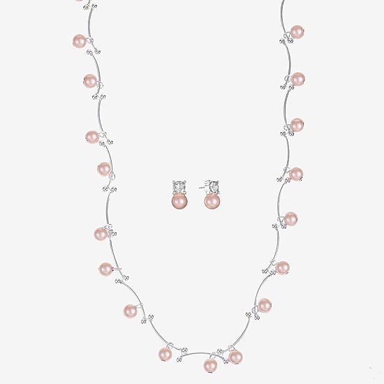Monet Jewelry Timeless Collar Necklace And Stud Earring Womens Simulated Pearl 2-pc. Jewelry Set