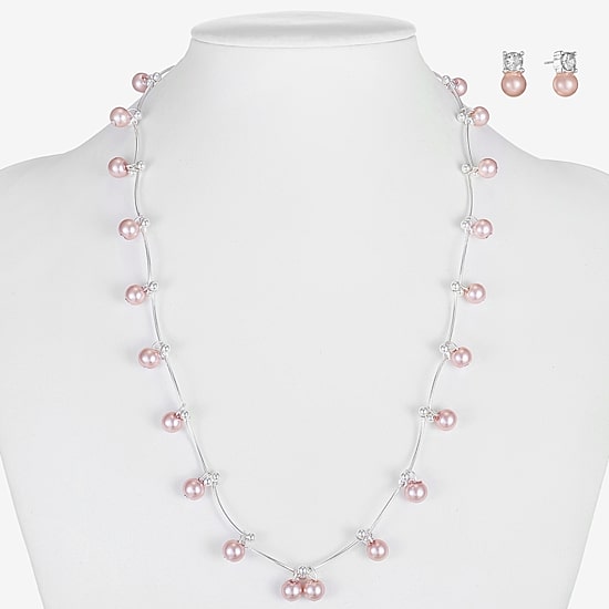 Monet Jewelry Timeless Collar Necklace And Stud Earring Womens Simulated Pearl 2-pc. Jewelry Set