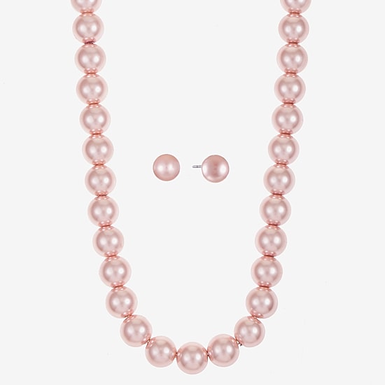 Monet Jewelry Timeless Collar Necklace And Stud Earring Womens Simulated Pearl 2-pc. Jewelry Set