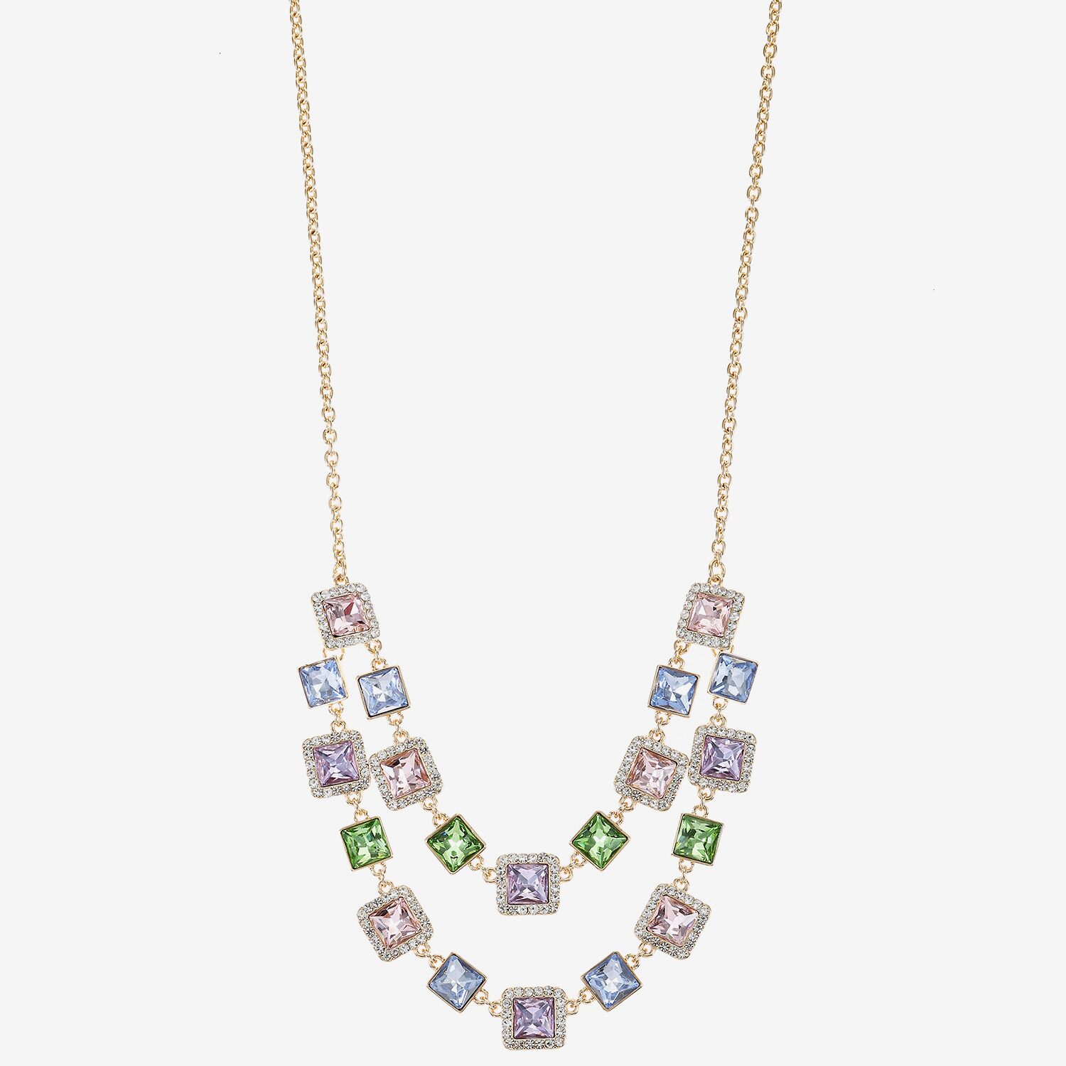 Monet Jewelry Layered Womens Pink Glass 18 Inch Strand Necklace