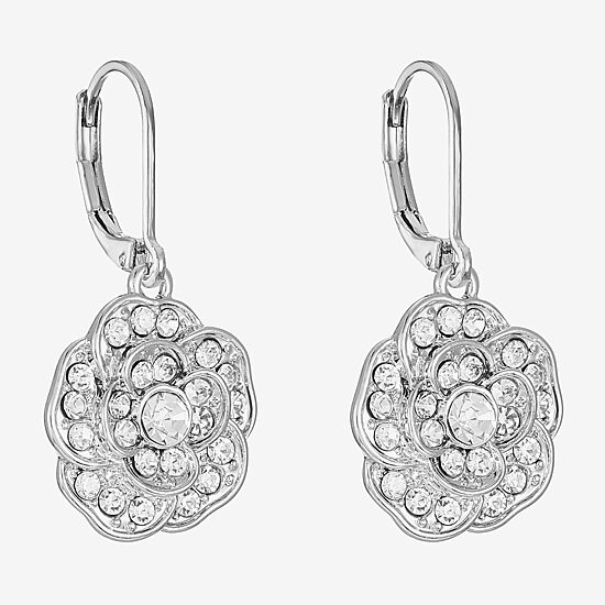 Monet Jewelry Timeless Rose Womens Glass Flower Drop Earrings