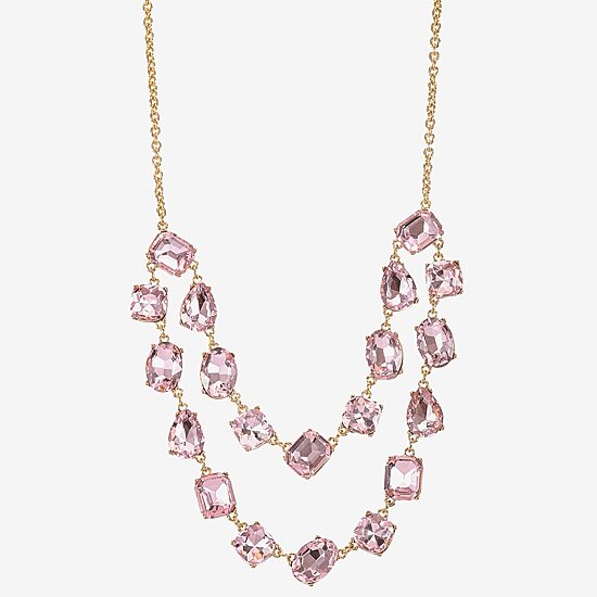 Monet Jewelry Gold Tone Layered Womens Glass 18 Inch Strand Necklace