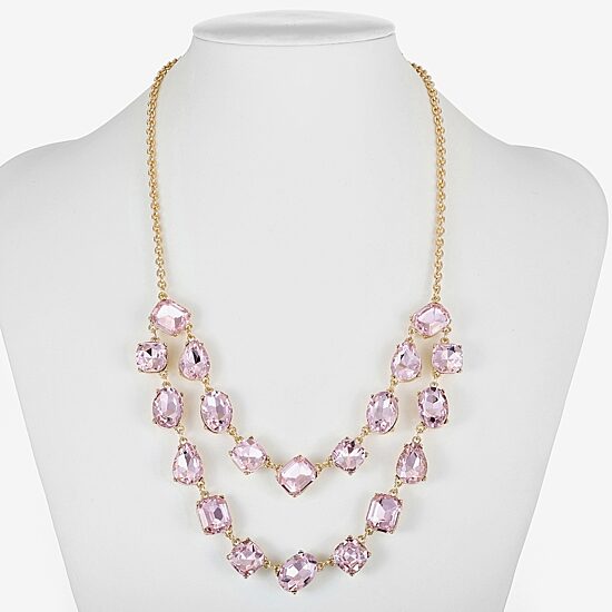 Monet Jewelry Gold Tone Layered Womens Glass 18 Inch Strand Necklace