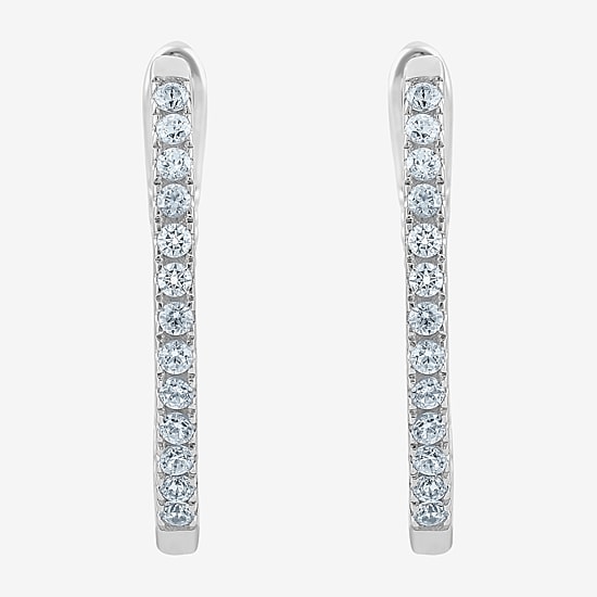 (H-I / I1) 1/4 CT. T.W. Lab Grown White Diamond 10K White or Yellow Gold 16.4mm Hoop Earrings