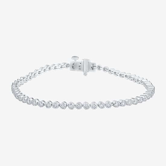 Floating Diamonds (F / Vs2) Womens 5 CT. T.W. Lab Grown White Diamond 14K Gold 7.25 Inch Tennis Bracelet