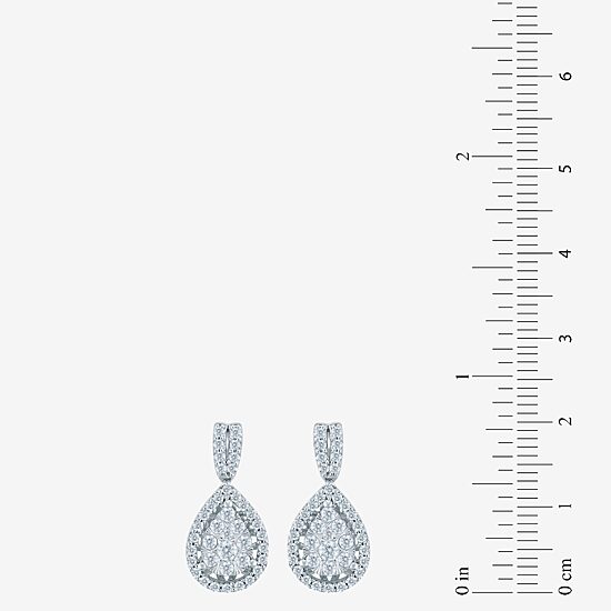 Diamond Blossom (H-I / I1) Womens 1 CT. T.W. Lab Grown White Diamond 10K Gold Pear Drop Earrings