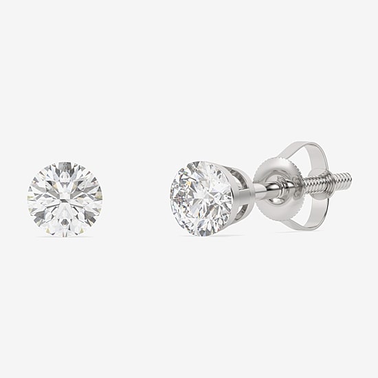 Floating Diamonds (F / Vs2) 1 CT. T.W. Lab Grown White Diamond 14K Gold 5.4mm Round Stud Earrings