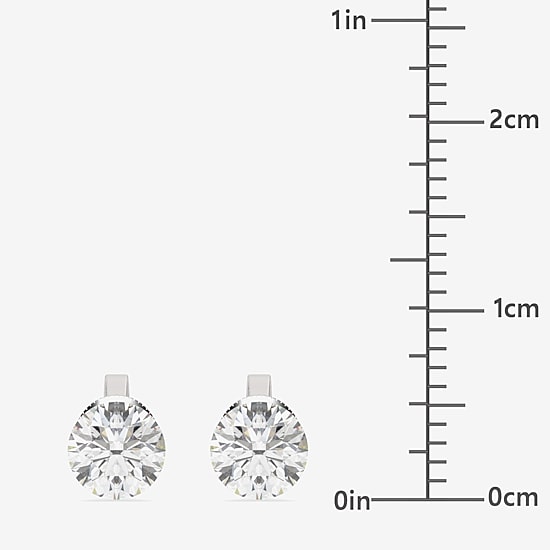 Floating Diamonds (F / Vs2) 1 CT. T.W. Lab Grown White Diamond 14K Gold 5.4mm Round Stud Earrings