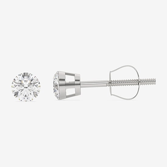Floating Diamonds (F / Vs2) 1 CT. T.W. Lab Grown White Diamond 14K Gold 5.4mm Round Stud Earrings