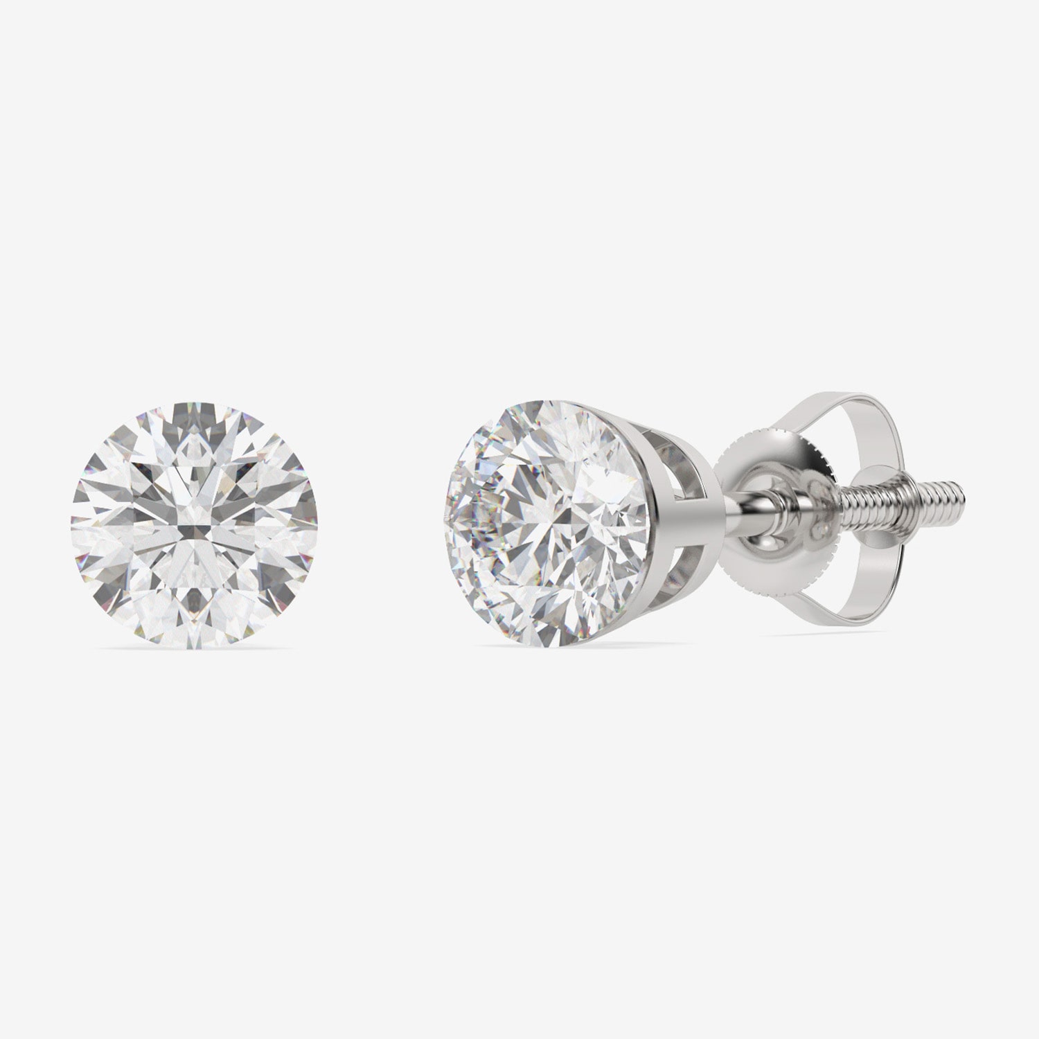 Floating Diamonds (F / Vs2) 2 CT. T.W. Lab Grown White Diamond 14K Gold 6.7mm Round Stud Earrings