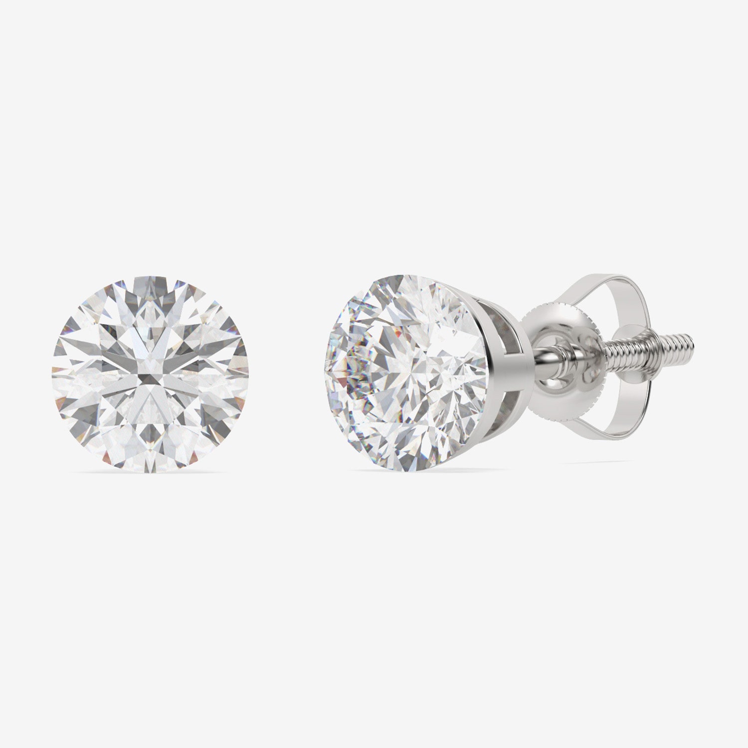 Floating Diamonds (F / Vs2) 3 CT. T.W. Lab Grown White Diamond 14K Gold 7.9mm Round Stud Earrings