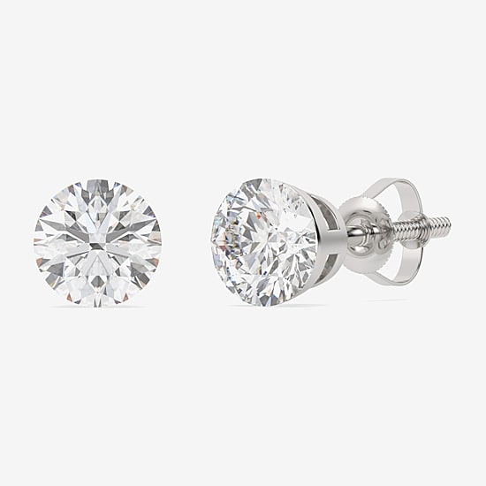 Floating Diamonds (F / Vs2) 3 CT. T.W. Lab Grown White Diamond 14K Gold 7.9mm Round Stud Earrings