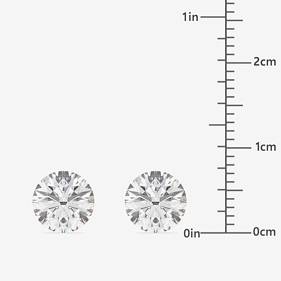 Floating Diamonds (F / Vs2) 3 CT. T.W. Lab Grown White Diamond 14K Gold 7.9mm Round Stud Earrings
