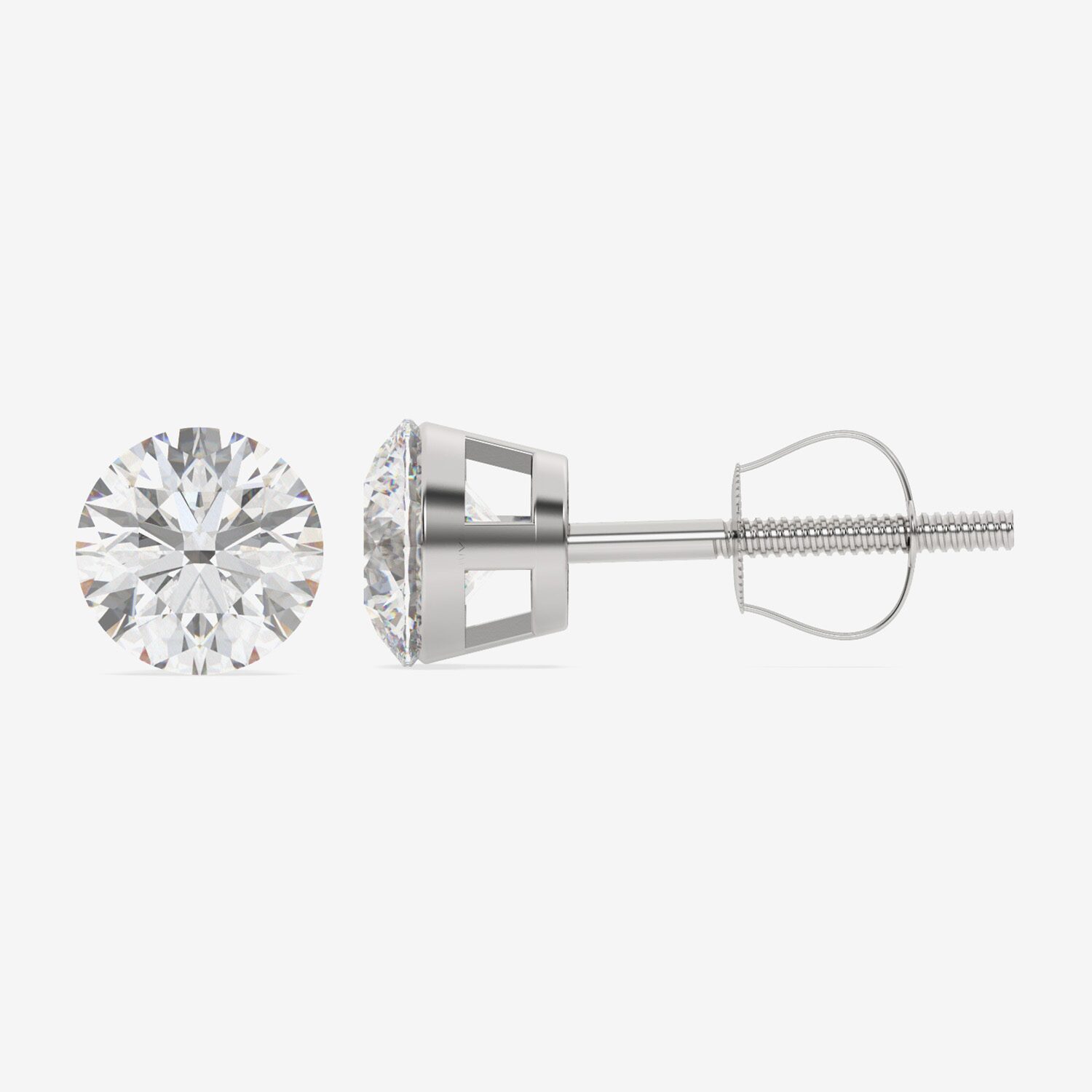 Floating Diamonds (F / Vs2) 3 CT. T.W. Lab Grown White Diamond 14K Gold 7.9mm Round Stud Earrings