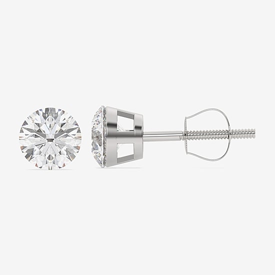 Floating Diamonds (F / Vs2) 3 CT. T.W. Lab Grown White Diamond 14K Gold 7.9mm Round Stud Earrings