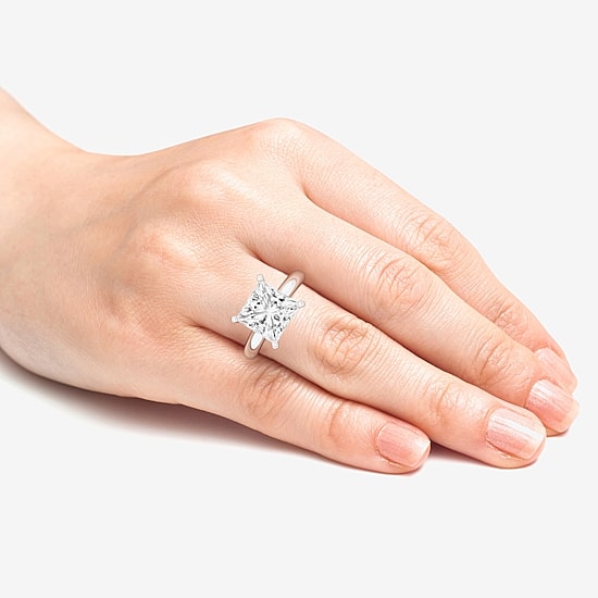 (F / VS1) Womens 5 CT. Lab-Grown White Diamond 14K Gold Princess-cut Solitaire Engagement Ring