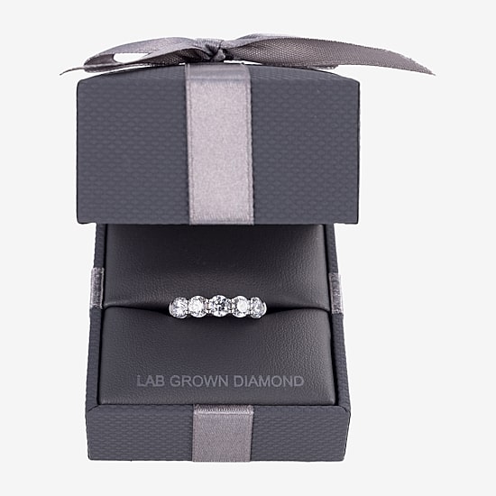 (H-I / I1) Womens 2 CT. T.W. Lab Grown White Diamond 10K Gold 5-Stone Anniversary Band