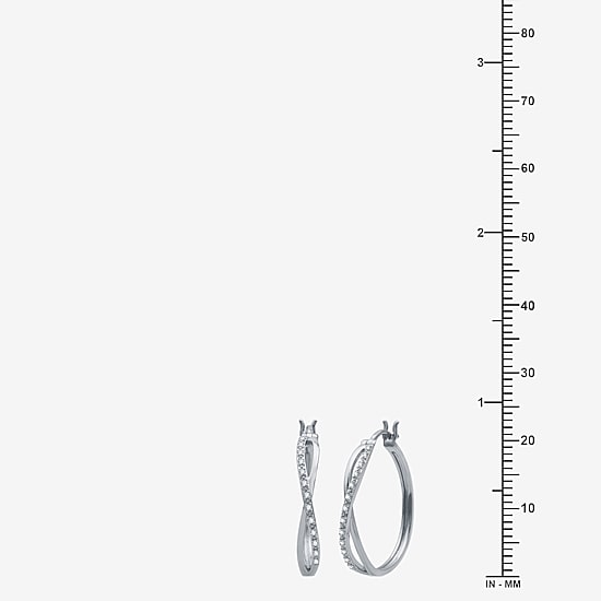Yes, Please! Womens 1/10 CT. T.W. Natural Diamond 14K Gold Over Silver 26.4mm Hoop Earrings
