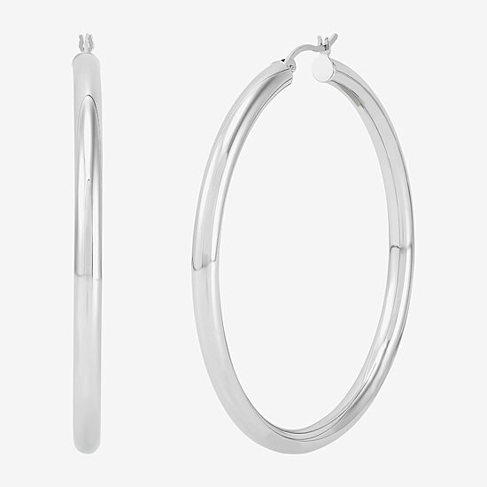 Womens Sterling Silver 60mm Circle Round Hoop Earrings