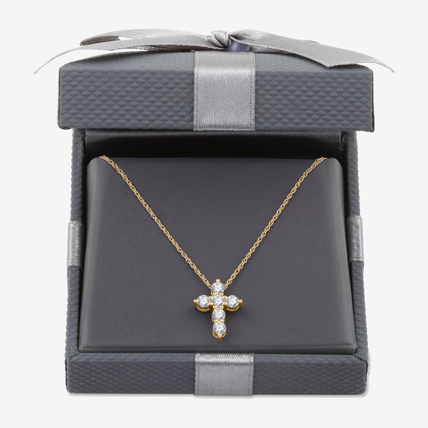 Womens 1/2 CT. T.W. Lab Grown White Diamond Sterling Silver Or 14K Gold Over Silver Cross Pendant Necklace