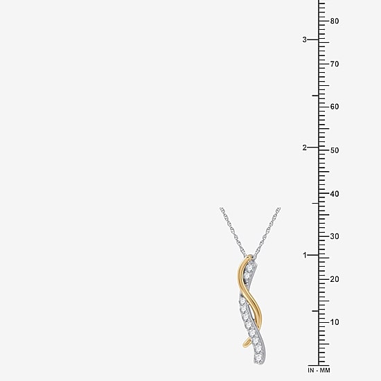 Womens 1/4 CT. T.W. Lab Grown White Diamond 14K Two Tone Gold Over Silver Sterling Silver 18 Inch Pendant Necklace