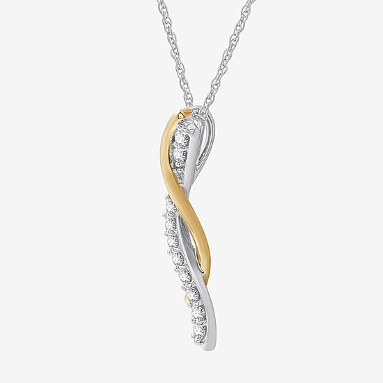 Womens 1/4 CT. T.W. Lab Grown White Diamond 14K Two Tone Gold Over Silver Sterling Silver 18 Inch Pendant Necklace